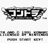 Contra title screen for GameBoy